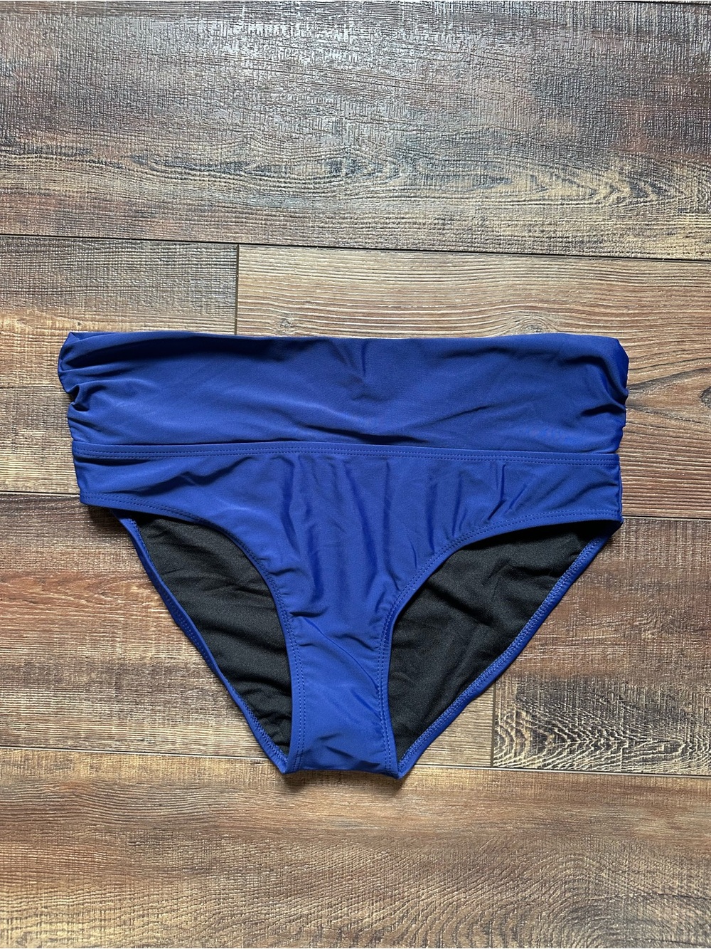 Blue Fold-Over High-Waist Swim Bottoms. New size Med